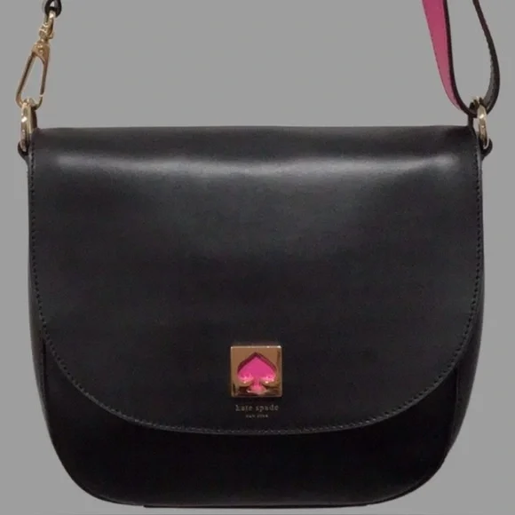Kate Spade Doreen Bond Street Leather Crossbody/Shoulder Bag, Black/Pink - Picture 1 of 9
